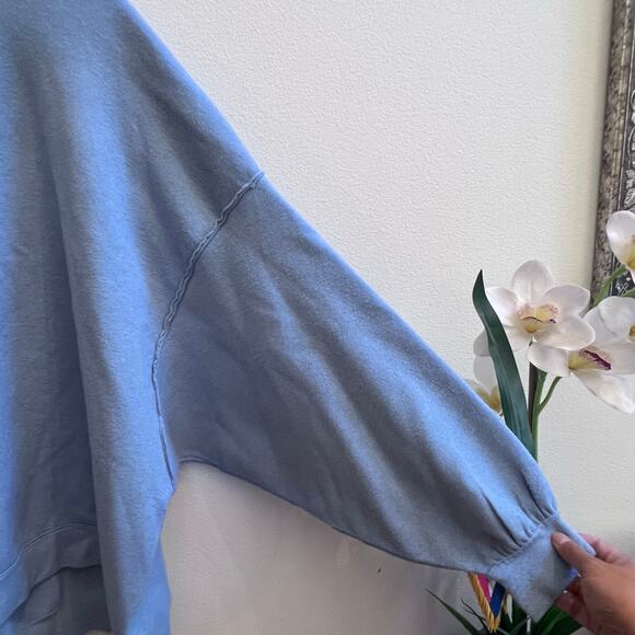 FREE PEOPLE Uptown Pullover Oversized Cozy Sweater Rippling Water Blue Womens XS - Picture 4 of 6